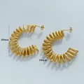 Polished gold 40mm stainless steel spiral C-shape hoop earrings for daily wear - Outer Diameter 40mm/Width 10mm / Gold