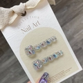 Luxury handmade press-on toenails with colorful rhinestones and crystal embellishments. - S