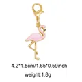 Pink flamingo charm with gold alloy and enamel finish featuring a lobster clasp - Style 26 Flamingo