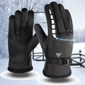Winter thermische skihandschoenen in zwart met winddichte stof en verstelbare polsband - Eén maat / Driehoek Blauw