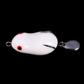 White soft body frog lure with red eyes and a metal spinning blade on black background - New Jade White (4.2cm-8g)