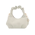 Chic mint green pleated crescent handbag with adjustable strap and ruffled handle style - Green