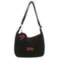 Grand sac cabas noir en velours côtelé avec bandoulière et petit porte-monnaie - Ensemble 2pcs / Noir