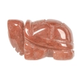 Reddish-brown carved stone turtle figurine with a polished finish and smooth texture - Strawberry Quartz / S