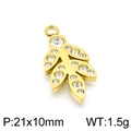 Golden stainless steel branch leaf pendant with crystals, 21x10mm size, minimalist jewelry - Gold Color Model C (KLJ4419-Z)