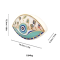 Ceramic Evil Eye decor in gold and blue finish with Bless Love Life inscriptions - Blue White Leaf Style