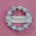 Handmade Jingdezhen light blue ceramic star bracelet on a pink background - 1586-07 Blue Heart Star