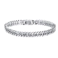 Gepolijste zilveren roestvrijstalen Cubaanse schakelarmband met veilige sluiting in stijl - 8mm Breedte/19cm Lengte / Zilver