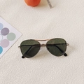 Classic kids aviator sunglasses with gold metal frame and dark green lenses for sun protection - Dark Green