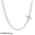 Zilveren roestvrijstalen varkensneus ketting met T-sluiting, maat 500x7mm - Stalen Kleur Ketting (KN238617-Z)