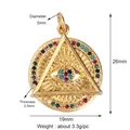 Gold-plated Evil Eye round charm with multicolor micro-pave zircons, size 26x19mm - Gold All-seeing Eye Style (M184301K2)
