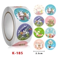 2.5cm Happy Easter stickers roll with 8 colorful cartoon bunny and egg patterns - Classic Easter Series (K-185) / 500 Pieces/Pack (Diameter 2.5cm)