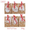 Set de 24 bolsas navideñas de papel kraft con cintas rojas y etiquetas festivas - 002# Nueva Bolsa de Papel de Copo de Nieve (24 Piezas / 12x7x18,5cm)