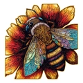 Artistic bee and flower puzzle made of irregular laser-cut wood pieces for adults - S / Bee - Plastic Box