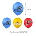 Detailed 12-inch latex balloons with motocross racing silhouettes and happy birthday text - Balloons 18PCS