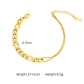 Vista detallada de la pulsera dorada de 6,7mm con cadena de extensión ajustable - Estilo de Cadena Empalmada (B-013) / Dorado