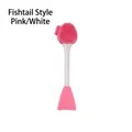 Pink and white dual-headed silicone facial cleansing brush with fishtail mask applicator - Double-headed Fish-tail / Pink & White
