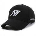 Cappellino da baseball nero classico con ricamo 3D bianco e visiera curva stile sportivo - Regolabile / Nero Con Ricamo Bianco