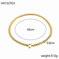 Flat snake chain necklace in 14K gold plating showing 45cm length and 0.8cm width specs - Thick Snake Chain (HX1527D3)