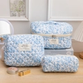 Large Cosmetic Bag / White Base Blue Orchid