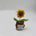 Handmade crochet sunflower emotional support plant gift with cute smiling face flowerpot - Sunflower Potted (With Card)