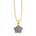 Collana a sfere dorate con ciondolo a stella incastonato con cristalli blu scuro - Blu