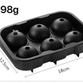 Black 6-hole silicone ice ball mold with 1cm water inlet and dimensions 18x12.5cm - 6-Sphere Ice Tray Black