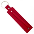 Red leather 8mm keychain strap with polished silver metal ring and rivet detail - 8mm / Red