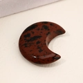 Moon-shaped natural stone ornament in red and black spotted finish for DIY jewelry - Mahogany Obsidian