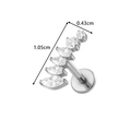 Silver G23 titanium labret stud with curved zircon stones and flat back post - Curved Gemstone Design - Silver (T2543-4# Silver)