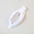 Minimalist white leaf oval hair clip for women in a stylish plastic duckbill design - Glossy Pure White