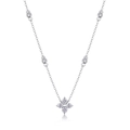 Elegant silver S925 sterling silver necklace featuring a sparkling marquise flower pendant - Flower Shaping Style (N13646) + GRA Certificate