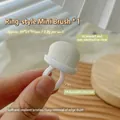 Mini white rose nail dust brush with adjustable ring handle and soft cleaning bristles - No. 16 (Ring Style Small White Brush)