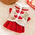 Vestito festivo per cani stile cinese con jacquard floreale e gonna a pieghe rossa - XS / Rosso Dero