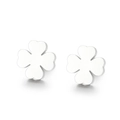 Minimalistische silberne Kleeblatt-Ohrstecker mit glänzendem Metall-Finish - Silber Massives Kleeblatt (KE71039-Z)