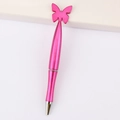 Pink glitter ballpoint pen with a butterfly-shaped cap and elegant metallic tip - Butterfly / Pearlescent Rose Red