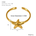 Detailed close-up of a gold-plated starfish open ring made of durable stainless steel - Starfish Style (S-R269)