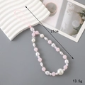 Ciondolo per cellulare con perline rosa e bianche, lunghezza 21 cm e peso 13,5 g - Stile Decorazione Stella / Perline Rosa (K3307)