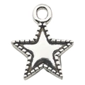 Silver star pendant charm with serrated edges for DIY jewelry making - Star 12x16mm / Antique Silver
