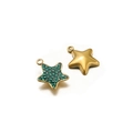 Golden star-shaped pendant charm with green rhinestone accent for DIY jewelry - 13mm/5pcs per pack / 13mm Gold Star-Blue