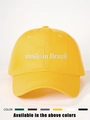 Detail view of yellow baseball cap with white Made in Brazil embroidery and multi-color options - Adjustable / Bright Yellow