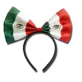 Satin bow headband featuring the Mexican flag colors and national emblem design - Mexico Flag