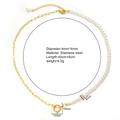 Collana vintage francese con mezze perle e chiusura a levetta in acciaio inox dorato - Oro
