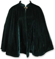 Detail of green velvet Christmas capelet featuring a golden metal buckle fastening - Dark Green