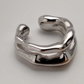 Polsino per orecchio a doppio strato in argento sterling S925 con design irregolare - Argento 925 / Oro Bianco