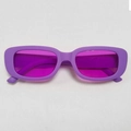 Retro purple matte rectangular sunglasses with semi-transparent violet resin lenses - C25 Matte Purple