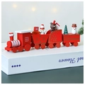 Red wooden Christmas train ornament with snowman and bear figurines for holiday decor - Red 4 Sections