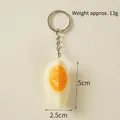 Realistic PVC boiled egg keychain half egg model with metal ring 5cm 13g - 1/4 Soft-boiled Egg - Silver Ring