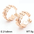 Orecchini a cerchio a forma di foglia in acciaio inossidabile oro rosa 21x8mm - Oro Rosa (KE109298-KFC)