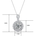Silver flower cluster pendant necklace with moissanite stones and 30mm height dimension - 40cm+5cm / Flower Cluster Inlaid Style (P11515)